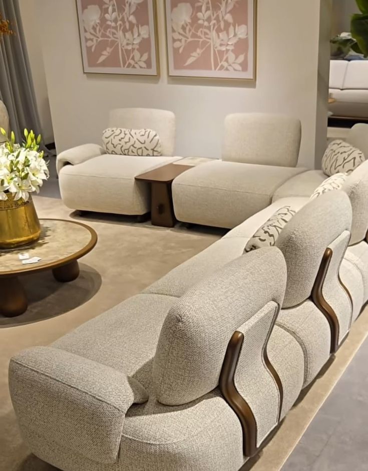 Cream Sculptural Living Room Set by IGC Construction Company Ltd