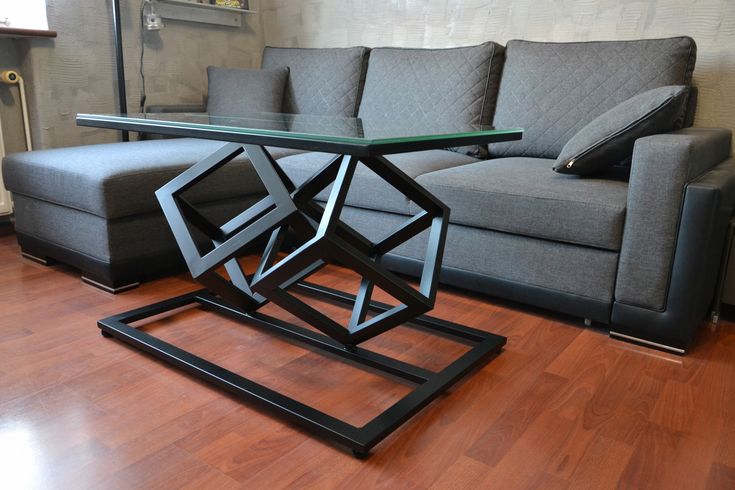 Custom Sectional Sofa and Geometric Glass Coffee Table by IGC Construction Company Ltd