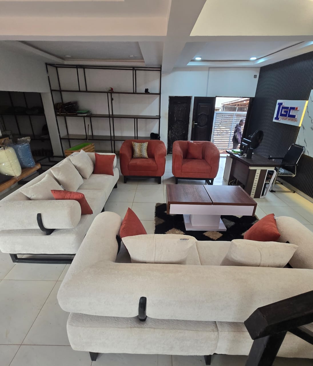 White and Rust Showroom Arrangement II by IGC Construction Company Ltd