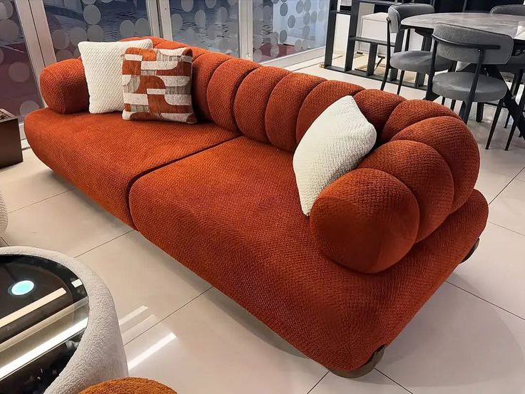 Rust Bouclé Statement Sofa by IGC Construction Company Ltd