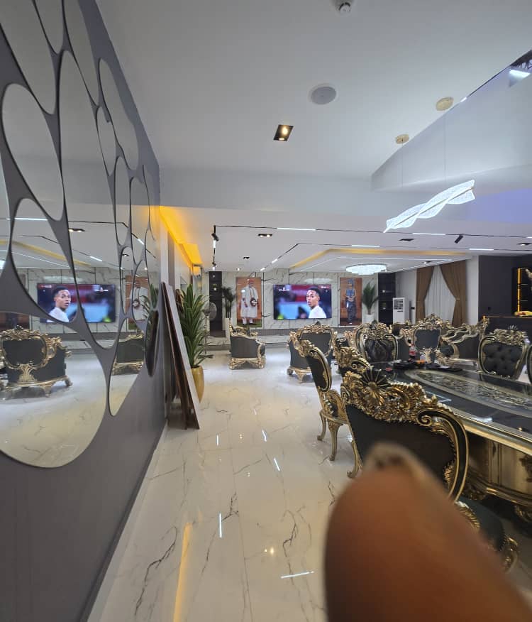 Completed luxury lounge with mirrored feature wall