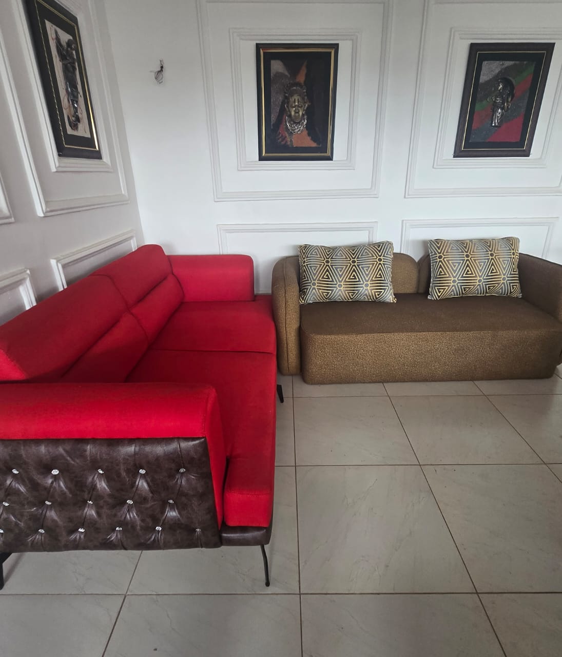 Red and Neutral Lounge Set by IGC Construction Company Ltd