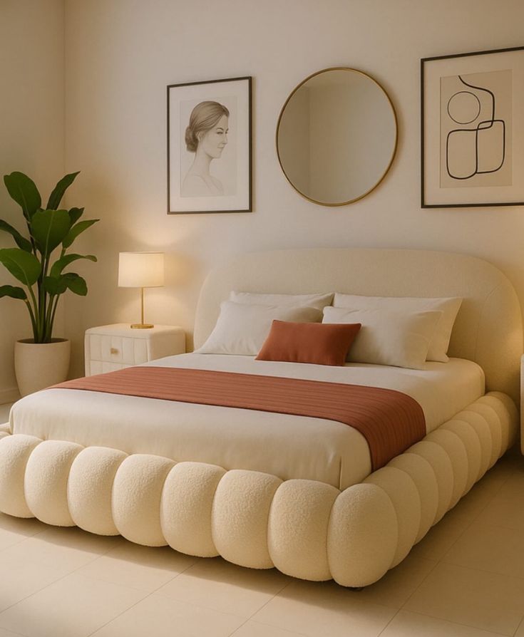 Cream Sculptural Bed Frame by IGC Construction Company Ltd