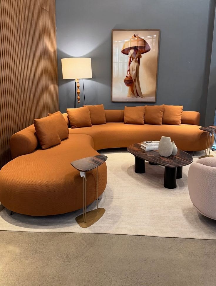 Curved Orange Lounge Sofa by IGC Construction Company Ltd