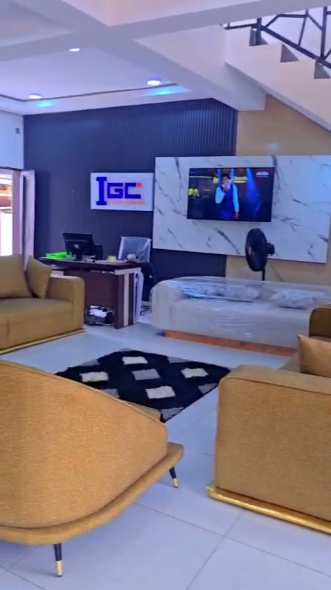 Gold-trimmed custom sofa set