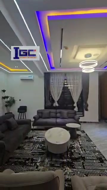 Luxury living room and illuminated media wall
