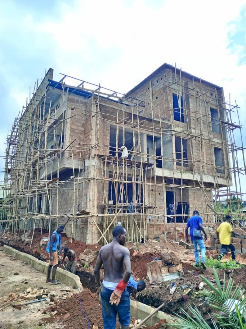 Duplex under construction with scaffolding in place