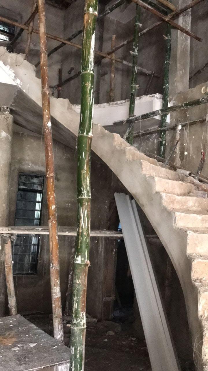 Concrete staircase construction progress