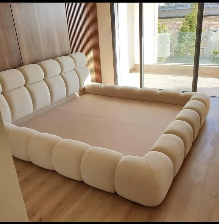 Cream Channel-Tufted Bed Frame by IGC Construction Company Ltd