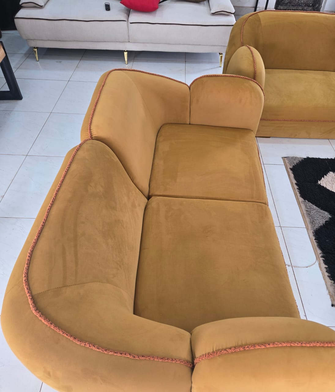 Mustard Curved Sofa Detail by IGC Construction Company Ltd