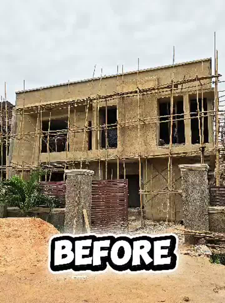 Before & after — finished duplex facade